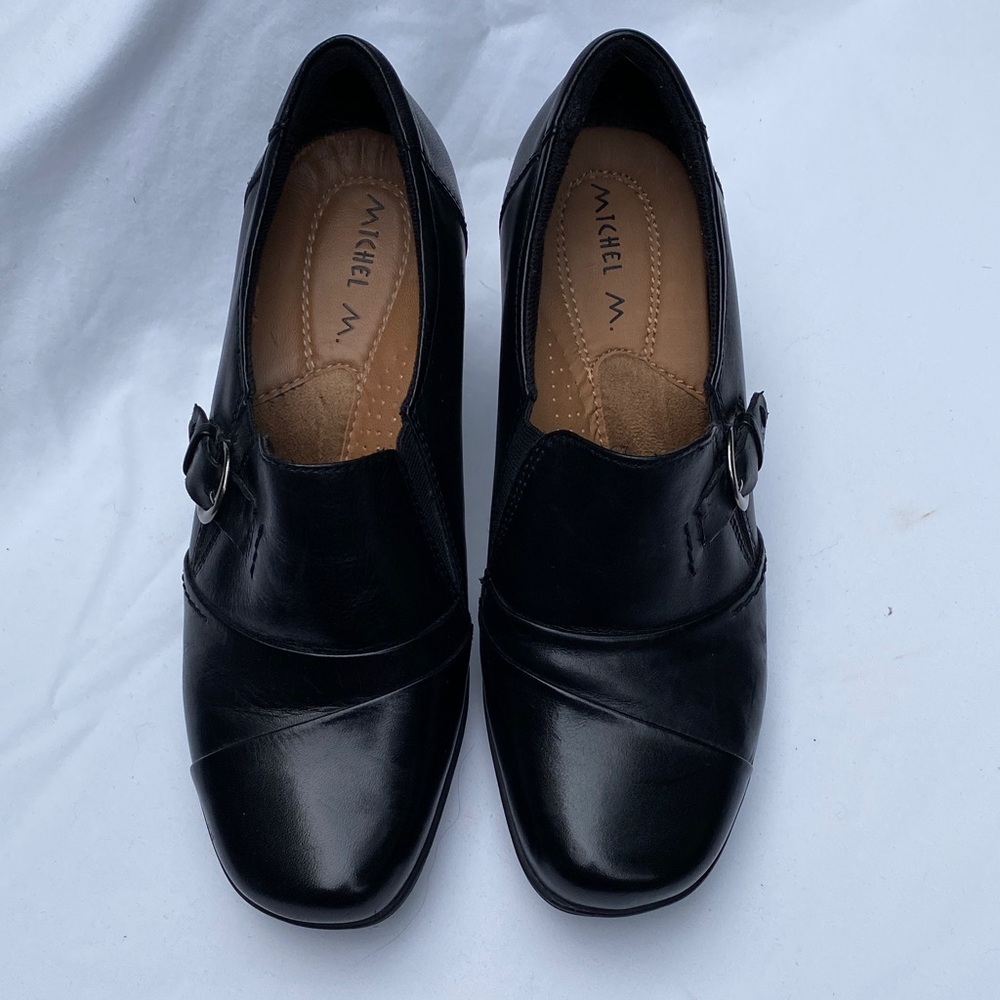 Michel M… Black Leather Heeled Women's Dress Shoes 7.5
